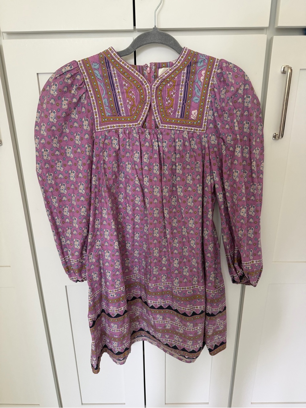 Sea New York Purple Printed Boho Tunic Dress with Embroidered Yoke